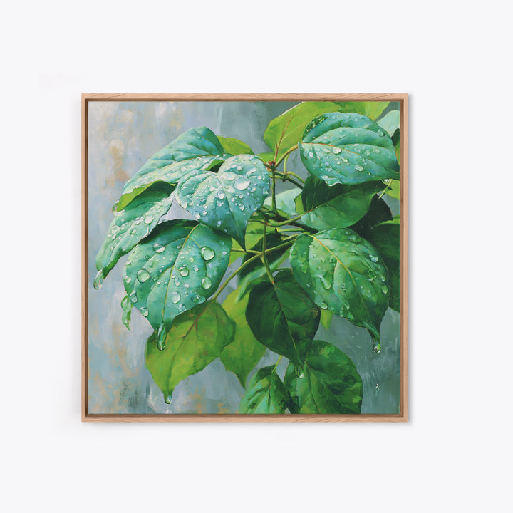 Rain on Leaves Framed Canvas Print, Spa Art, Animal Art, Spa Decor, Fine Art, Serenity, Gallery Decor, Neutral Decor, SPA-1x1-64