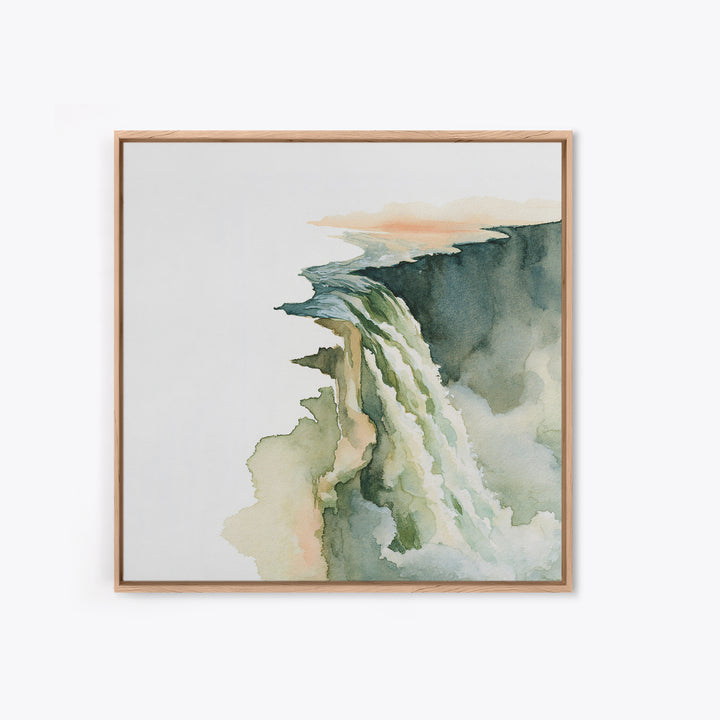 Serene Waterfall with Mist Framed Canvas Print, Spa Art, Dog Canvas, Spa Decor, Abstract Art, Serenity, Art Print, Room Decor, SPA-1x1-66