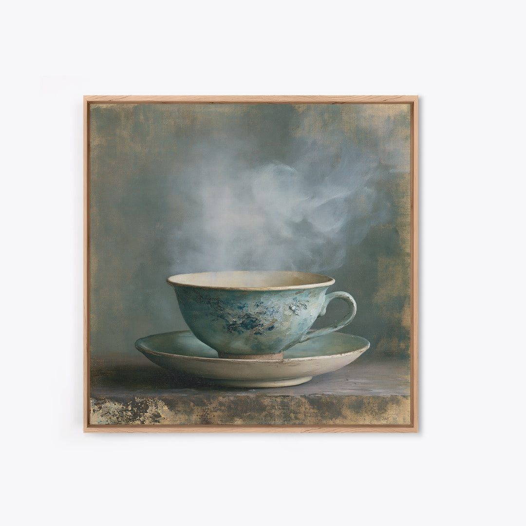 Tea Bowl and Steam Still Life Framed Canvas Print, Spa Art, Esthetician Decor, Spa Decor, Fine Art, Serenity, Room Decor, SPA-1x1-70