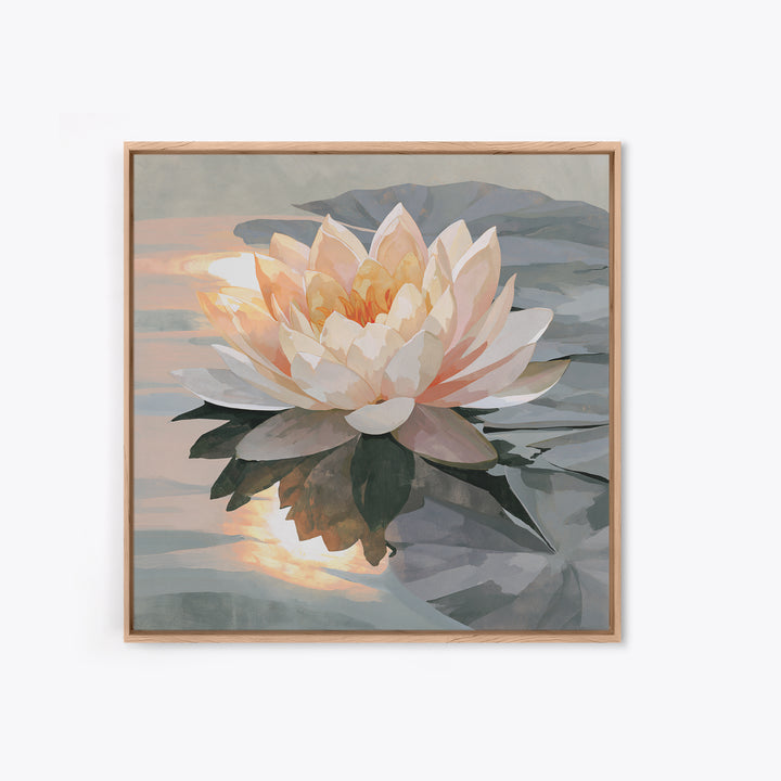 Lotus Flower Floating on Still Pond Canvas Print, Spa Art, Spa Wall Art, Spa Decor, Watercolor Art, Serenity, SPA-1x1-76