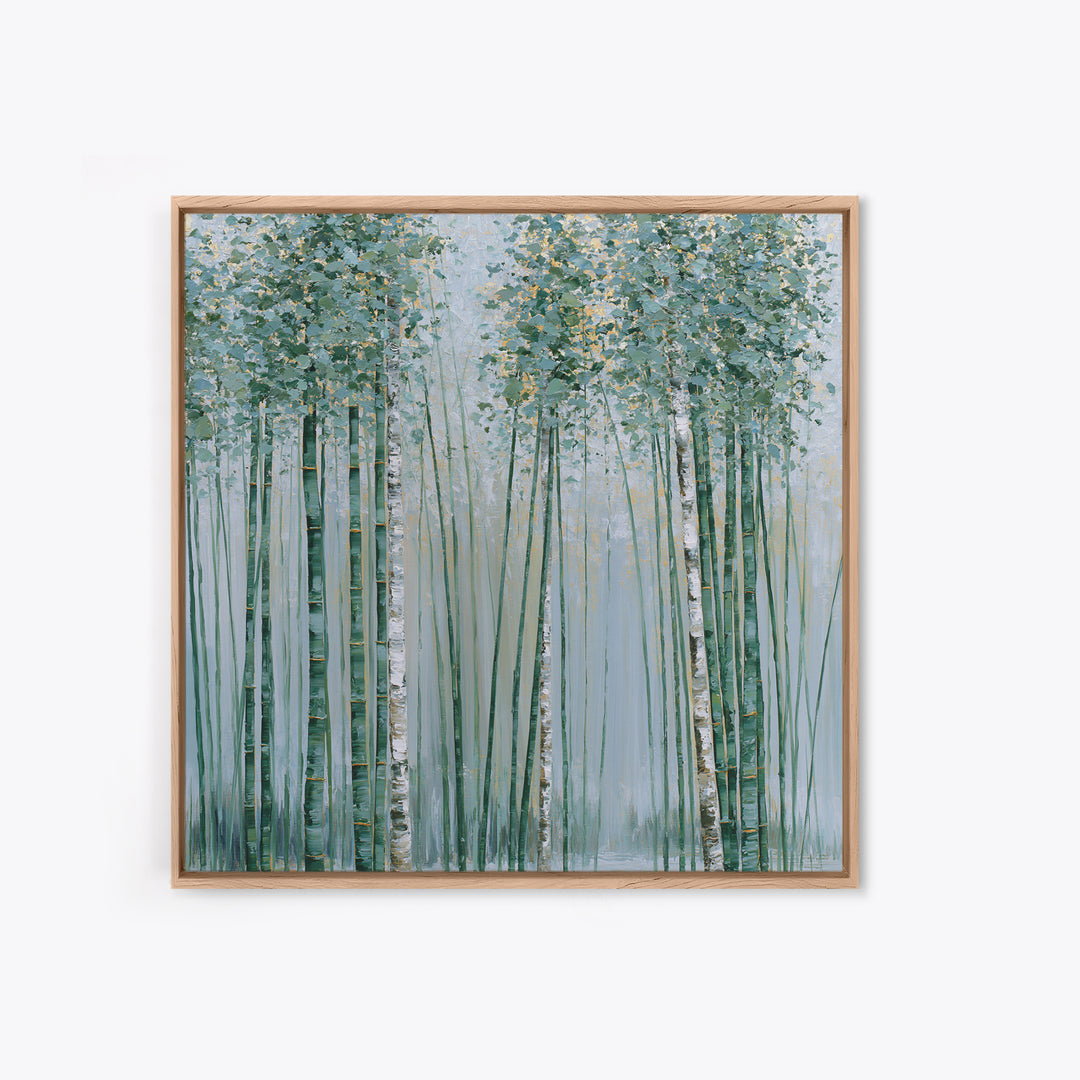 Misty Bamboo Forest Canvas Print, Spa Art, Art, Spa Decor, Serenity, Abstract Print, Minimalist Art, Feminine Wall Art, SPA-1x1-77