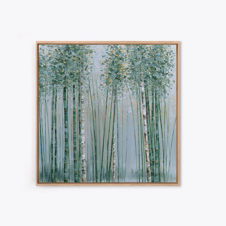 Misty Bamboo Forest Canvas Print, Spa Art, Art, Spa Decor, Serenity, Abstract Print, Minimalist Art, Feminine Wall Art, SPA-1x1-77