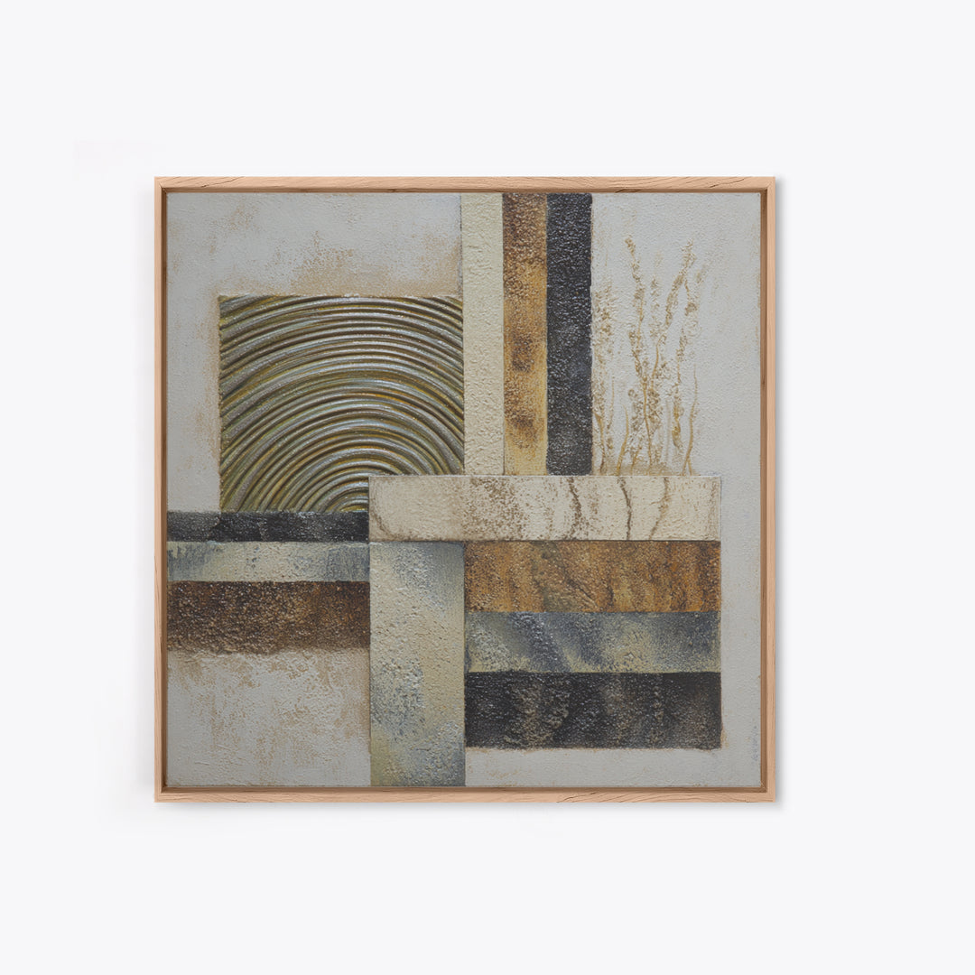 Sage and Ivory Geometric Calm Composition Framed Canvas Print, Spa Art, Wall Art, Spa Decor, Abstract Art, Serenity, SPA-1x1-93