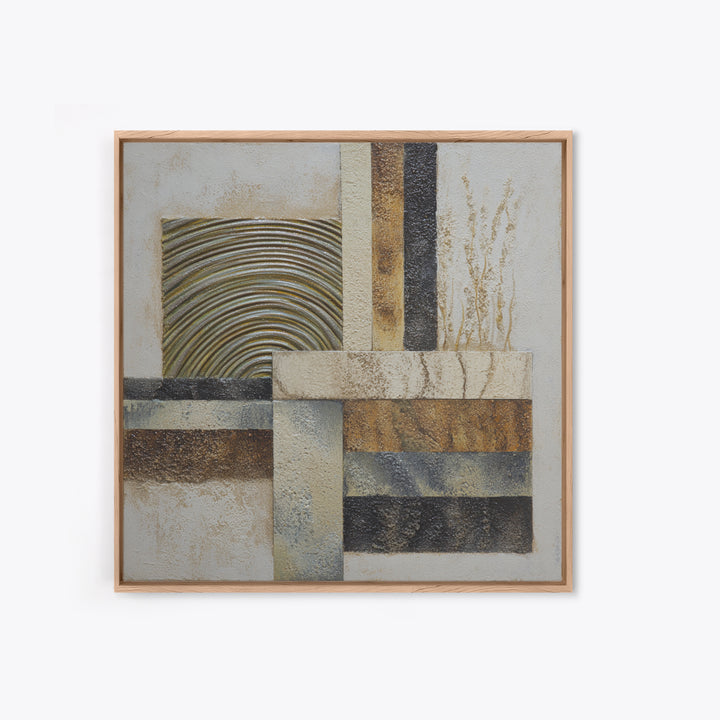 Sage and Ivory Geometric Calm Composition Framed Canvas Print, Spa Art, Wall Art, Spa Decor, Abstract Art, Serenity, SPA-1x1-93