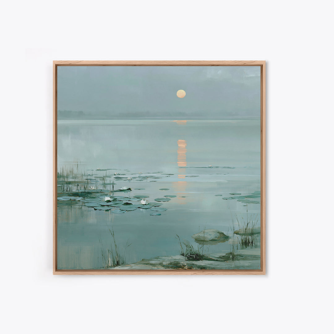 Moonlit Lake Reflection Canvas Print, Spa Art, Fine Art Print, Spa Decor, Fine Art, Serenity, Wall Decor, Printable Wall Art, SPA-1x1-95