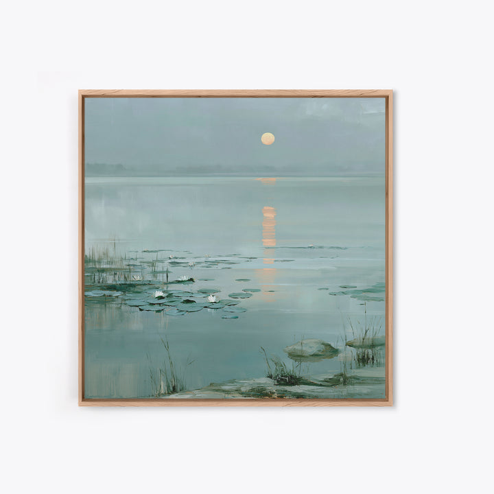 Moonlit Lake Reflection Canvas Print, Spa Art, Fine Art Print, Spa Decor, Fine Art, Serenity, Wall Decor, Printable Wall Art, SPA-1x1-95