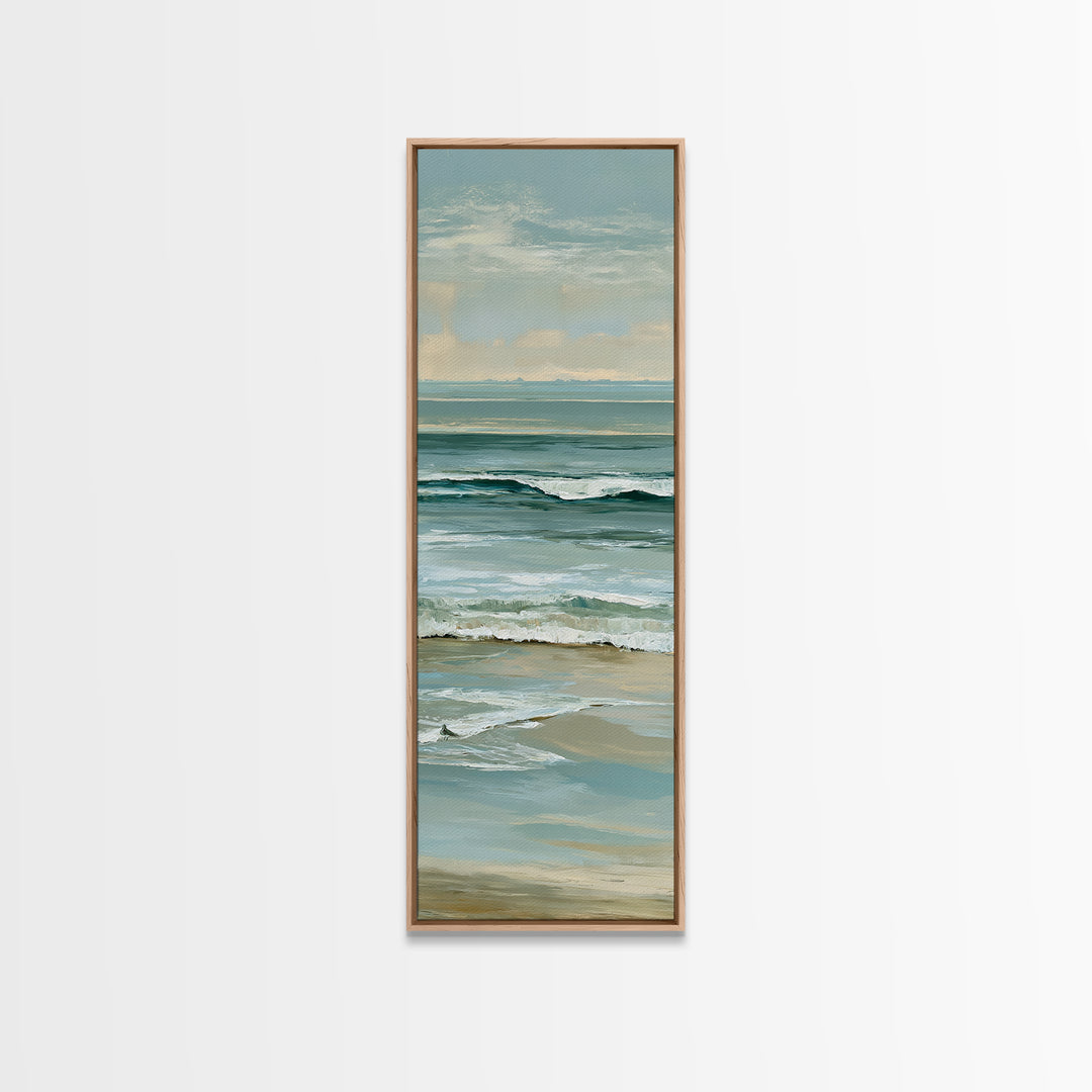 Coastal Horizon in Muted Spa Blues Canvas Print, Spa Art, Esthetician Decor, Spa Decor, Oil Painting, Serenity, Room Decor, SPA-1x3-22