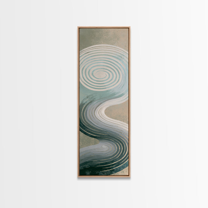 Sand Garden Lines Framed Canvas Print, Spa Art, Spa Decor, Oil Painting, Serenity, Minimalist Art, Feminine Wall Art, SPA-1x3-24
