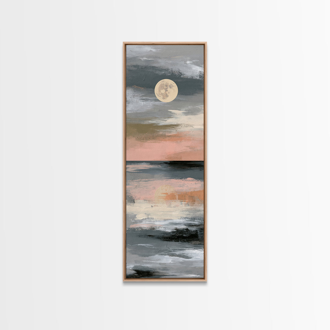 Moonlit Lake Reflection Canvas Print, Spa Art, Abstract, Spa Decor, Watercolor Art, Serenity, City Art, Spa Wall Art, SPA-1x3-35