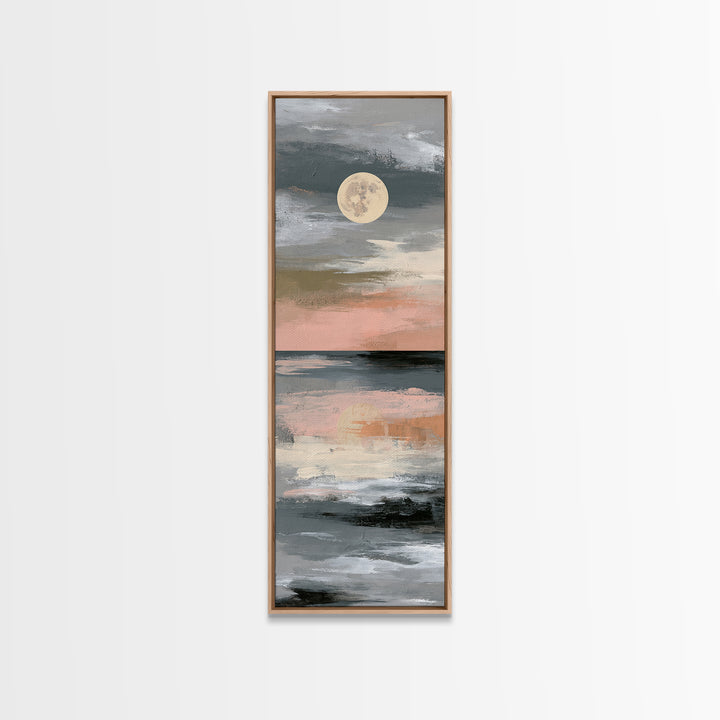 Moonlit Lake Reflection Canvas Print, Spa Art, Abstract, Spa Decor, Watercolor Art, Serenity, City Art, Spa Wall Art, SPA-1x3-35