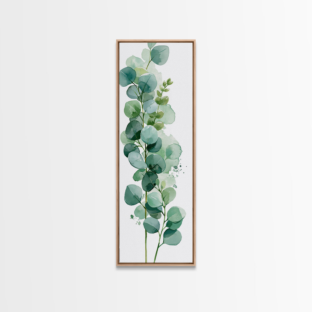Eucalyptus Branch in Soft Green Watercolor Canvas Print, Spa Art, Fine Art Photography, Spa Decor, Oil Painting, Serenity, SPA-1x3-39