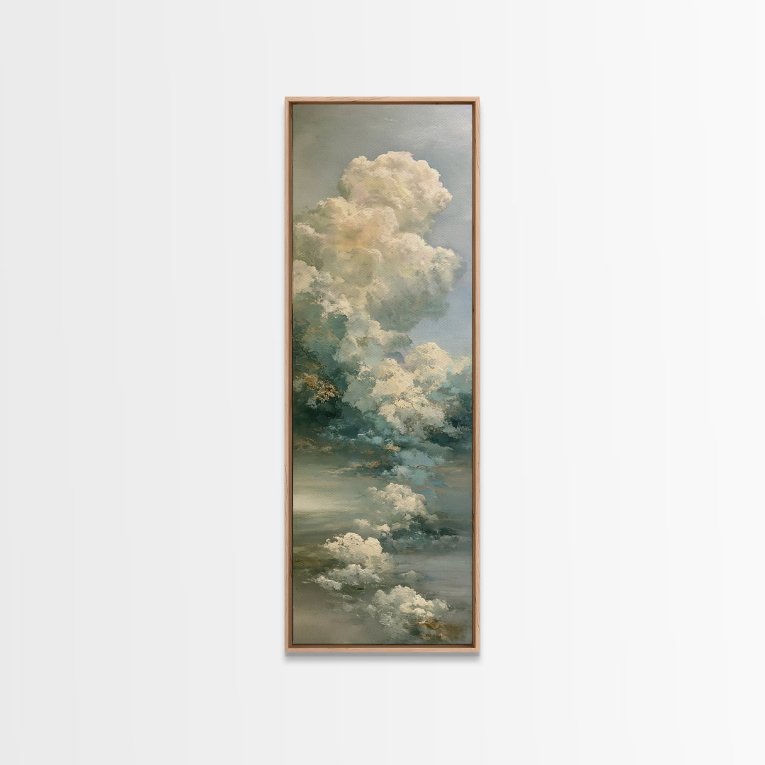 Soft Cloudscape in Cream and Sage Canvas Print, Spa Art, Modern Decor, Spa Decor, Fine Art, Serenity, Wall Decor, SPA-1x3-49
