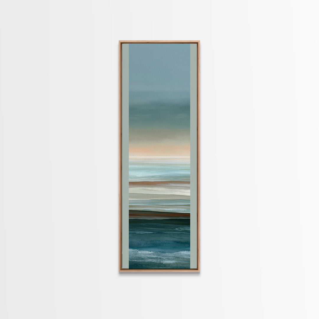 Coastal Horizon in Muted Spa Blues Framed Canvas Print, Spa Art, Modern Decor, Spa Decor, Fine Art, Serenity, Wall Decor, SPA-1x3-70