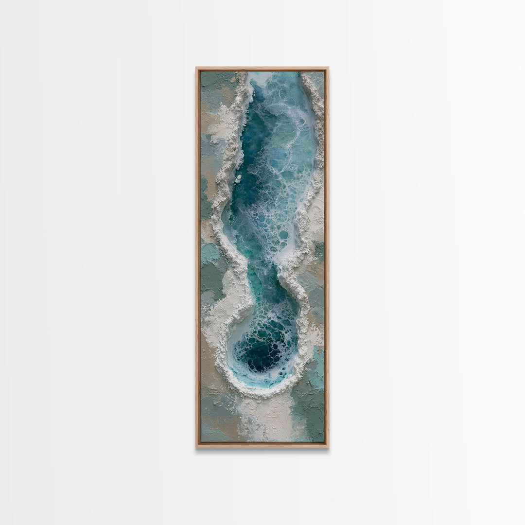 Blue Lagoon Water Seen from Above Framed Canvas Print, Spa Art, Salon Decor, Spa Decor, Fine Art, Serenity, Statement Artwork, SPA-1x3-80