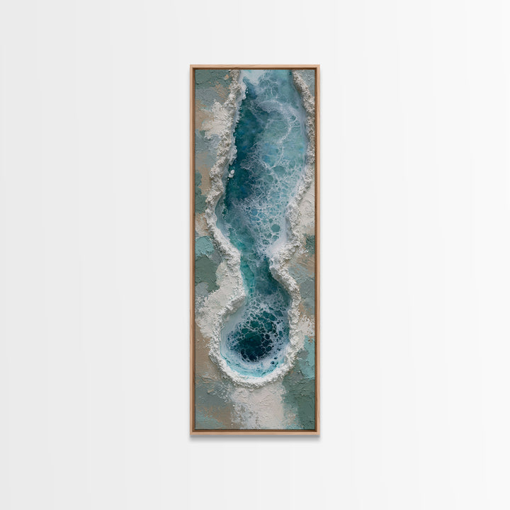 Blue Lagoon Water Seen from Above Framed Canvas Print, Spa Art, Salon Decor, Spa Decor, Fine Art, Serenity, Statement Artwork, SPA-1x3-80