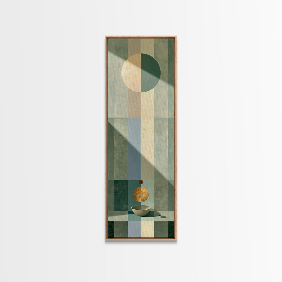 Sage and Ivory Geometric Calm Composition Canvas Print, Spa Art, Luxury Decor, Spa Decor, Abstract Art, Serenity, SPA-1x3-9