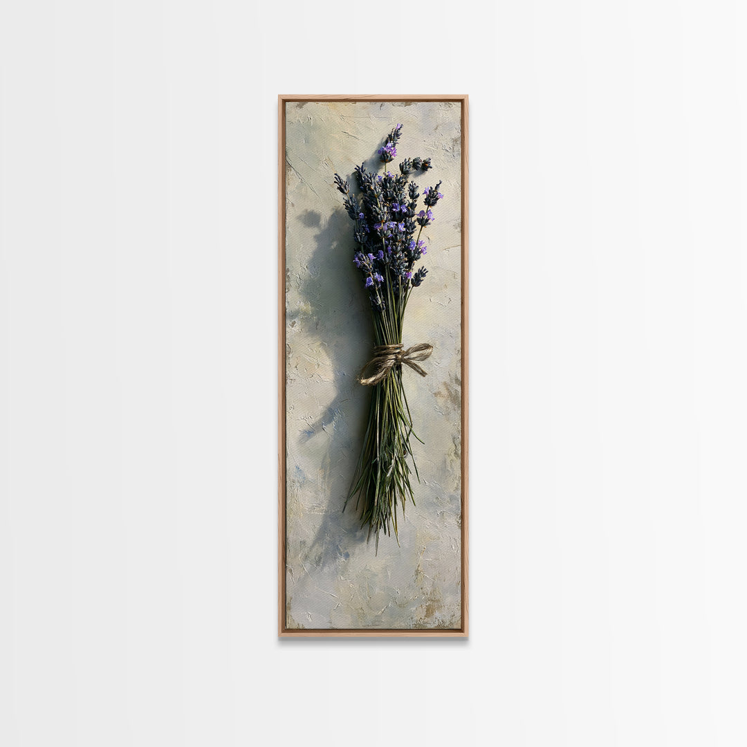 Lavender Bundle with Soft Shadow Framed Canvas Print, Spa Art, Boho Decor, Spa Decor, Oil Painting, Serenity, Printable Art, SPA-1x3-91