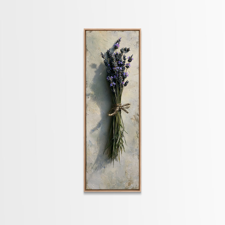 Lavender Bundle with Soft Shadow Framed Canvas Print, Spa Art, Boho Decor, Spa Decor, Oil Painting, Serenity, Printable Art, SPA-1x3-91