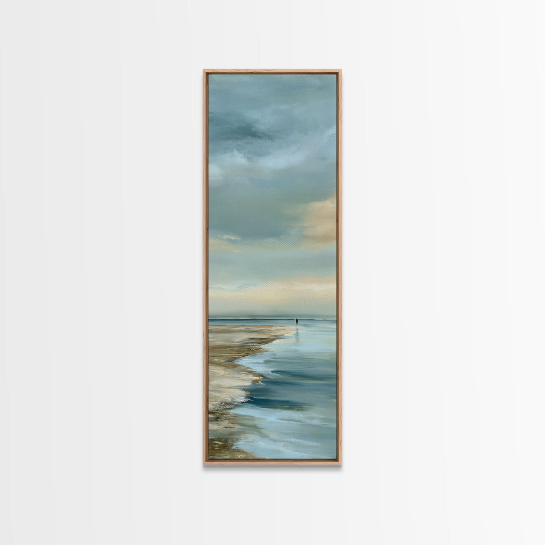 Coastal Horizon in Muted Spa Blues Canvas Print, Spa Art, Art Print, Spa Decor, Serenity, Botanical Art, Nature Prints, SPA-1x3-94