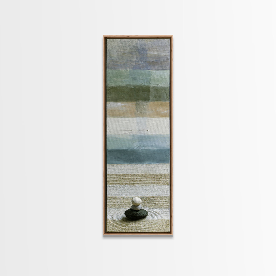 Sand Garden Lines Framed Canvas Print, Spa Art, Dog Canvas, Spa Decor, Fine Art, Serenity, Art Print, Room Decor, SPA-1x3-96