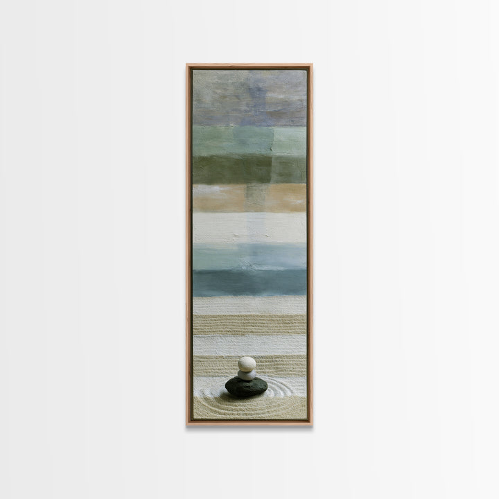 Sand Garden Lines Framed Canvas Print, Spa Art, Dog Canvas, Spa Decor, Fine Art, Serenity, Art Print, Room Decor, SPA-1x3-96