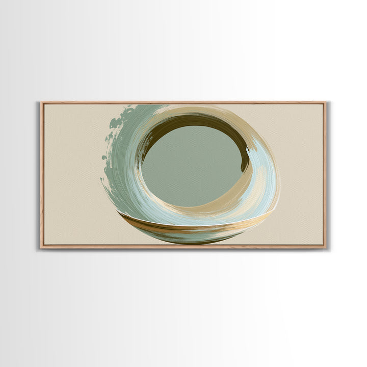 Minimal Zen Circle Brushstroke Framed Canvas Print, Spa Art, Salon Decor, Spa Decor, Fine Art, Serenity, Statement Artwork, SPA-2x1-100