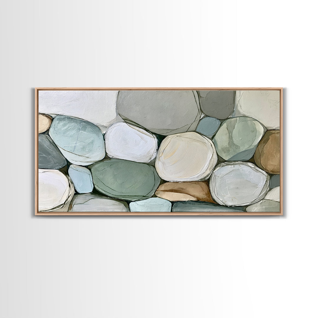 Pebble Texture Abstract Framed Canvas Print, Spa Art, Fashion Wall Art, Spa Decor, Abstract Art, Serenity, Modern Decor, SPA-2x1-11