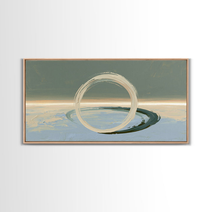 Minimal Zen Circle Brushstroke Framed Canvas Print, Spa Art, Minimalist Decor, Spa Decor, Fine Art, Serenity, Contemporary Art, SPA-2x1-28