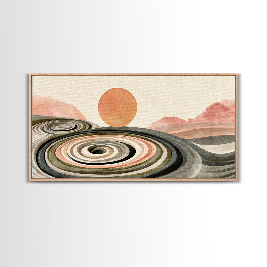 Sand Garden Lines Canvas Print, Spa Art, Wall Art, Spa Decor, Watercolor Art, Serenity, Dog Wall Art, Abstract Print, SPA-2x1-32