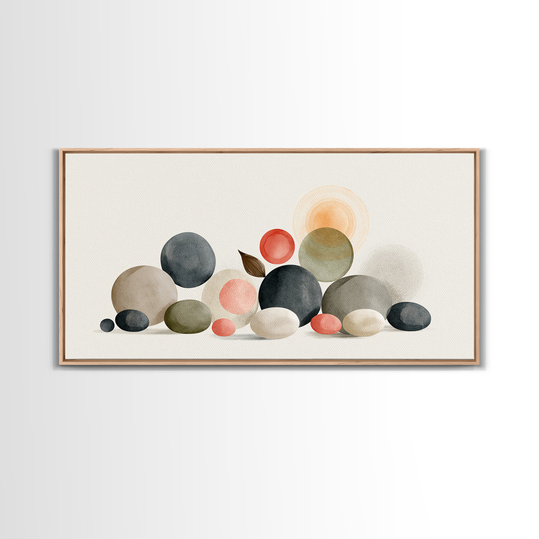 Pebble Texture Abstract Framed Canvas Print, Spa Art, Wall Art, Spa Decor, Abstract Art, Serenity, Dog Wall Art, Abstract Print, SPA-2x1-35