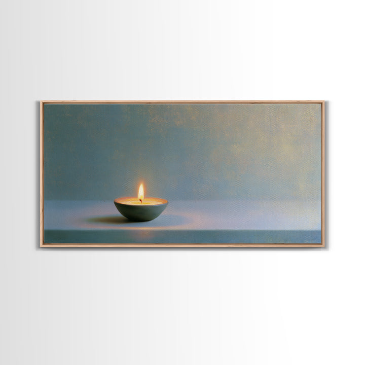 Warm Candle Flame Canvas Print, Spa Art, Abstract Print, Spa Decor, Oil Painting, Serenity, Esthetician Decor, Tarot Card Art, SPA-2x1-53