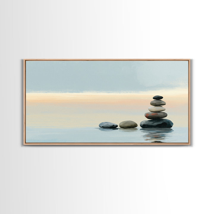 Coastal Horizon in Muted Spa Blues Canvas Print, Spa Art, Printable Wall Art, Spa Decor, Fine Art, Serenity, Feminine Wall Art, SPA-2x1-54