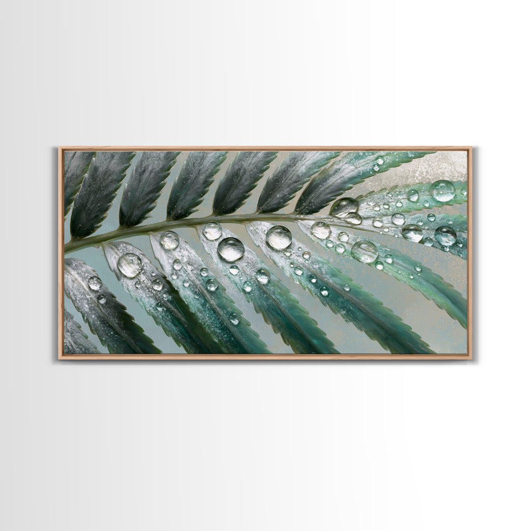 Fern Leaf Closeup Framed Canvas Print, Spa Art, Feminine Wall Art, Spa Decor, Fine Art, Serenity, Hair Salon Wall Art, SPA-2x1-55