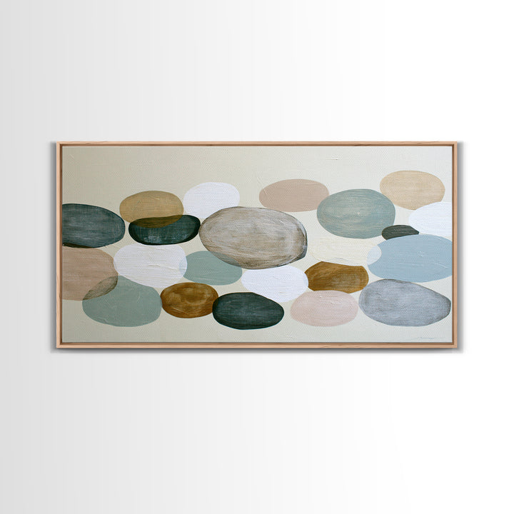 Pebble Texture Abstract Framed Canvas Print, Spa Art, City Art, Spa Decor, Abstract Art, Serenity, Boho Decor, SPA-2x1-59