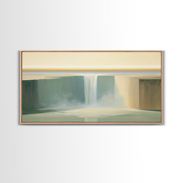Serene Waterfall with Mist Canvas Print, Spa Art, Wall Art, Spa Decor, Oil Painting, Serenity, Dog Wall Art, Abstract Print, SPA-2x1-62