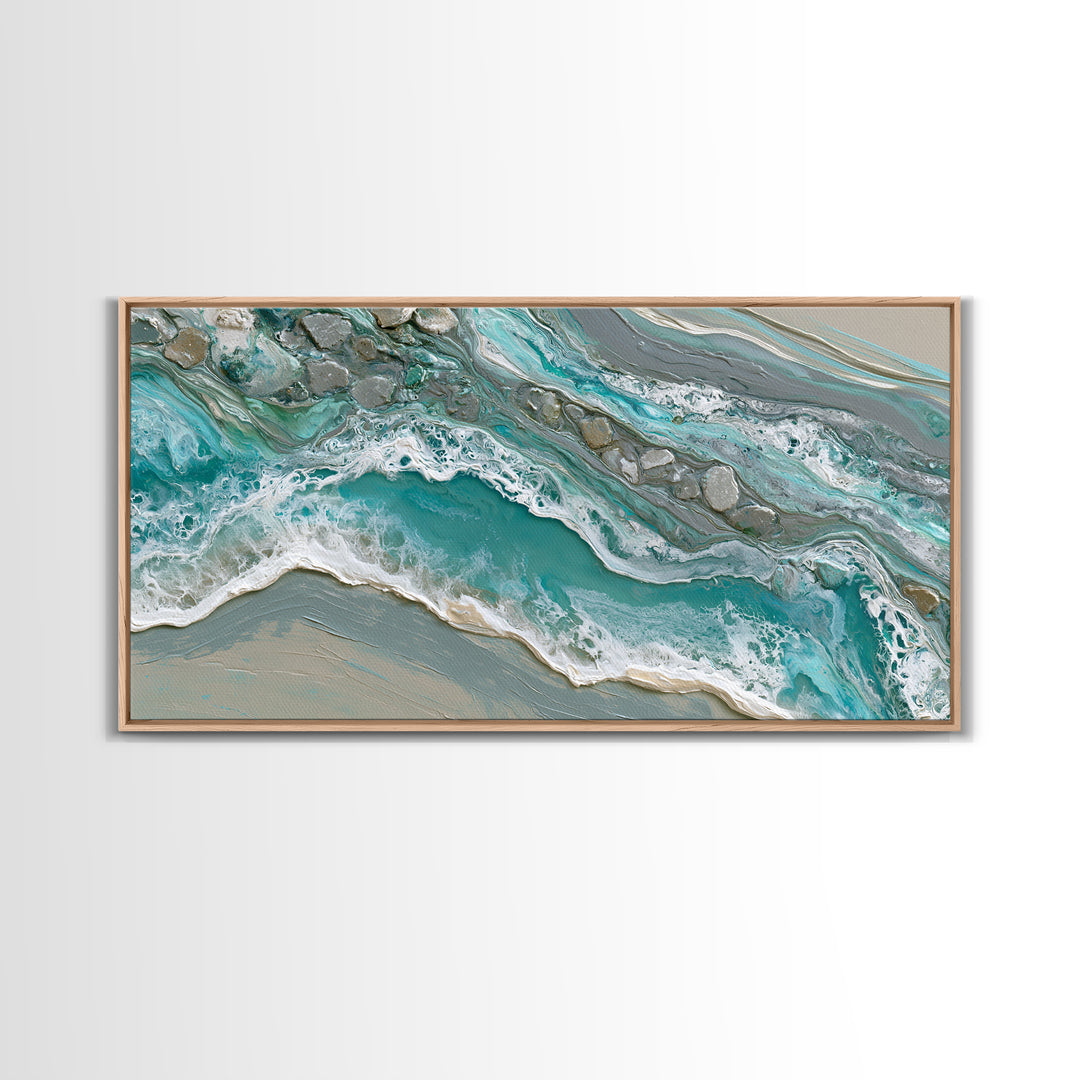 Blue Lagoon Water Seen from Above Canvas Print, Spa Art, Botanical Art, Spa Decor, Fine Art, Serenity, Fashion Wall Art, SPA-2x1-64