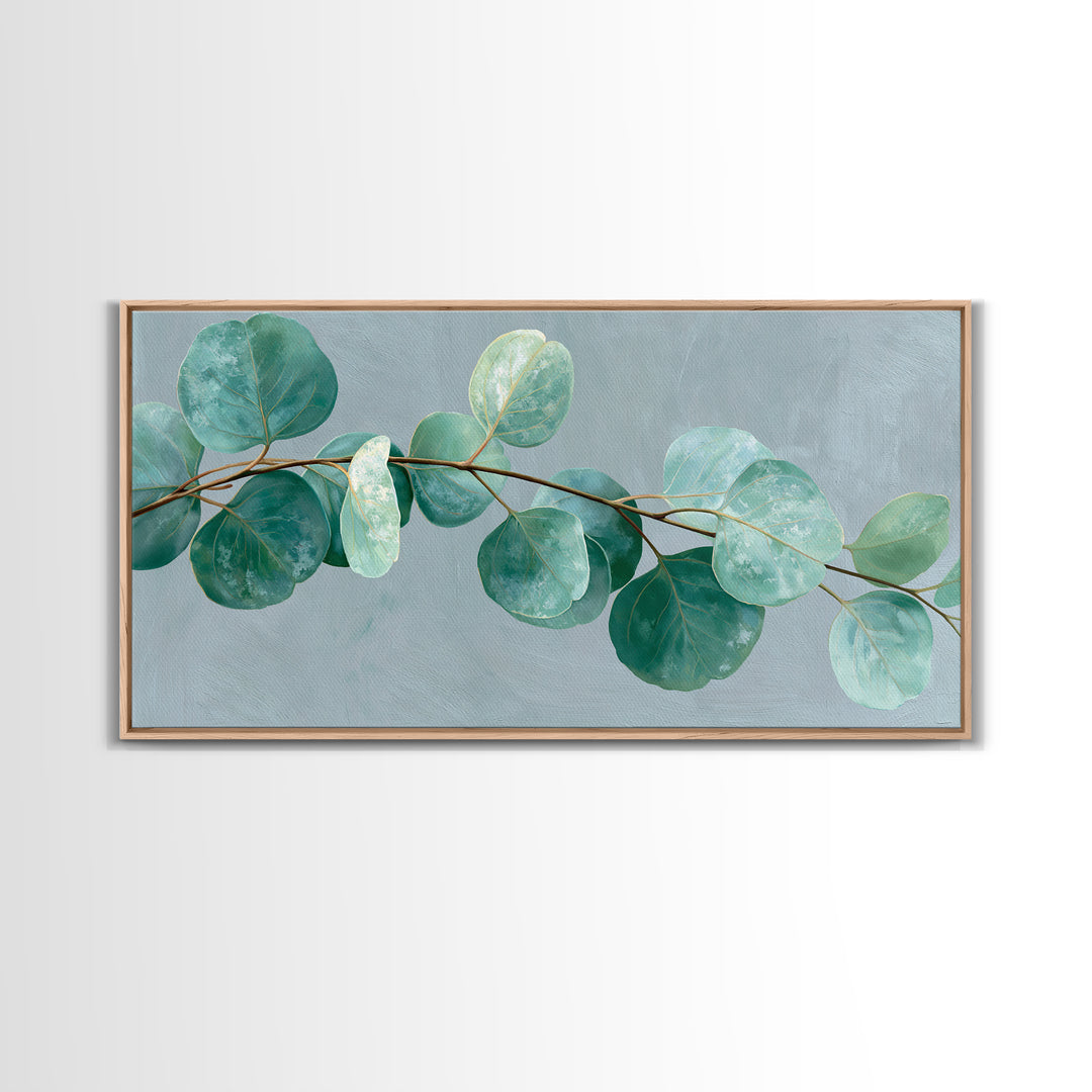 Eucalyptus Branch in Soft Green Watercolor Canvas Print, Spa Art, Dog Canvas, Spa Decor, Fine Art, Serenity, Art Print, SPA-2x1-71