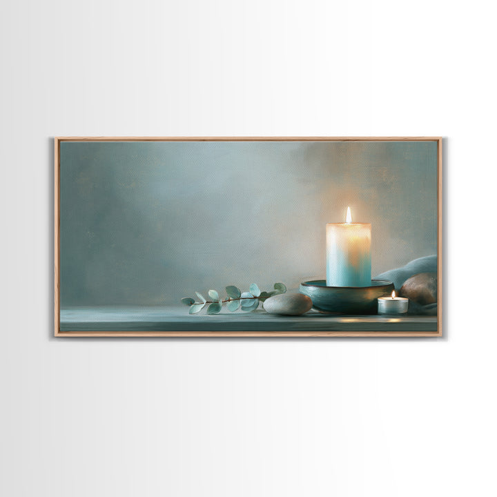 Warm Candle Flame Canvas Print, Spa Art, Abstract Print, Spa Decor, Oil Painting, Serenity, Esthetician Decor, Tarot Card Art, SPA-2x1-77