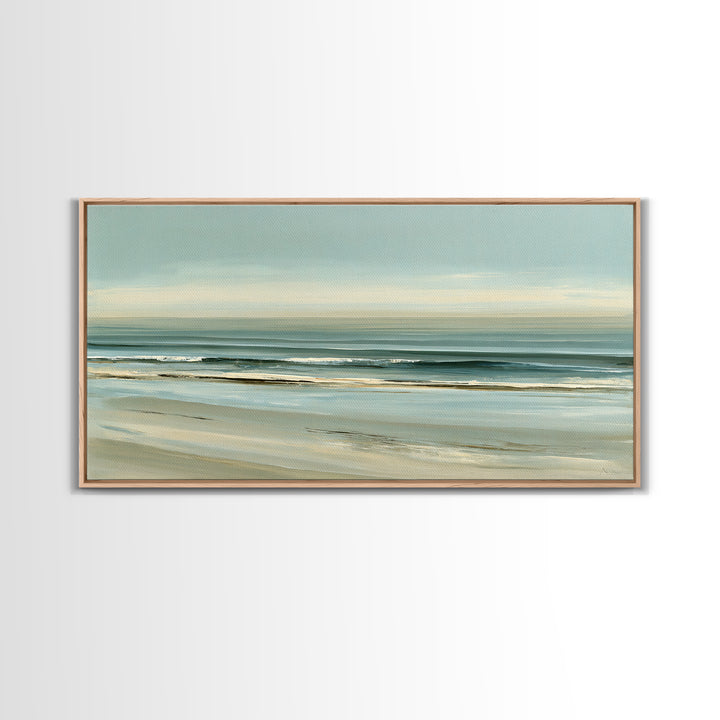 Coastal Horizon in Muted Spa Blues Canvas Print, Spa Art, Printable Wall Art, Spa Decor, Fine Art, Serenity, Feminine Wall Art, SPA-2x1-78