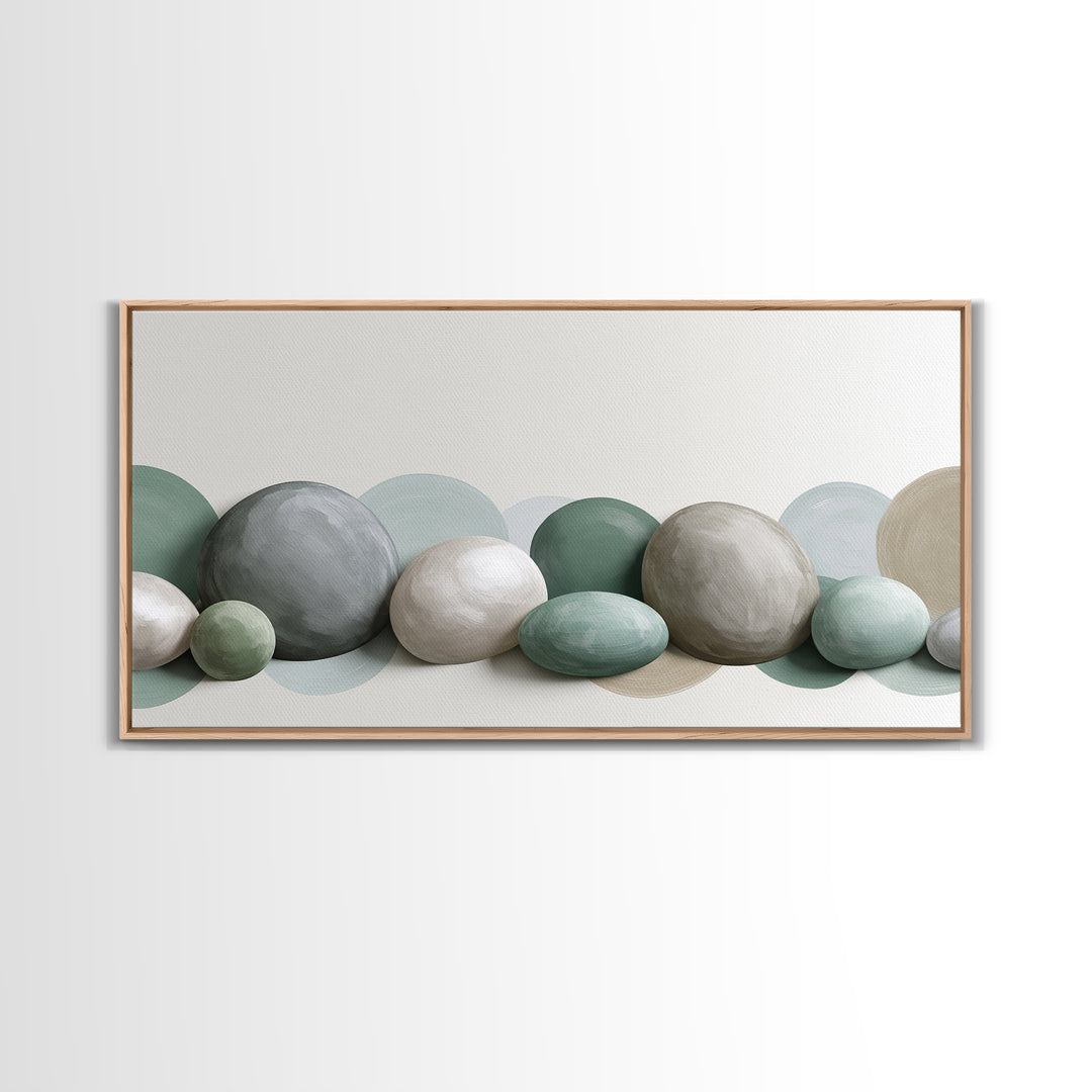 Pebble Texture Abstract Framed Canvas Print, Spa Art, Wall Decor, Spa Decor, Serenity, Minimalist Art, Feminine Wall Art, SPA-2x1-83