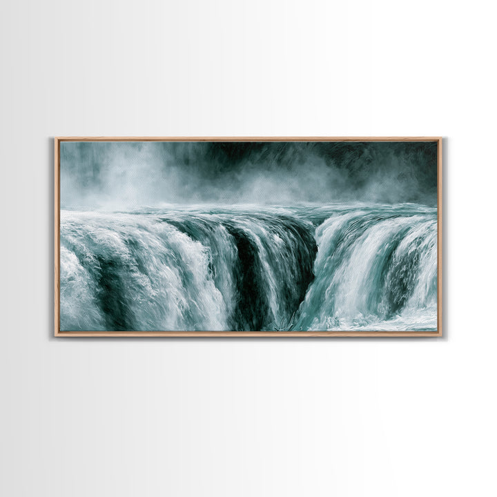 Serene Waterfall with Mist Framed Canvas Print, Spa Art, Wall Art Print, Spa Decor, Serenity, Animal Art, Modern Home Decor, SPA-2x1-86