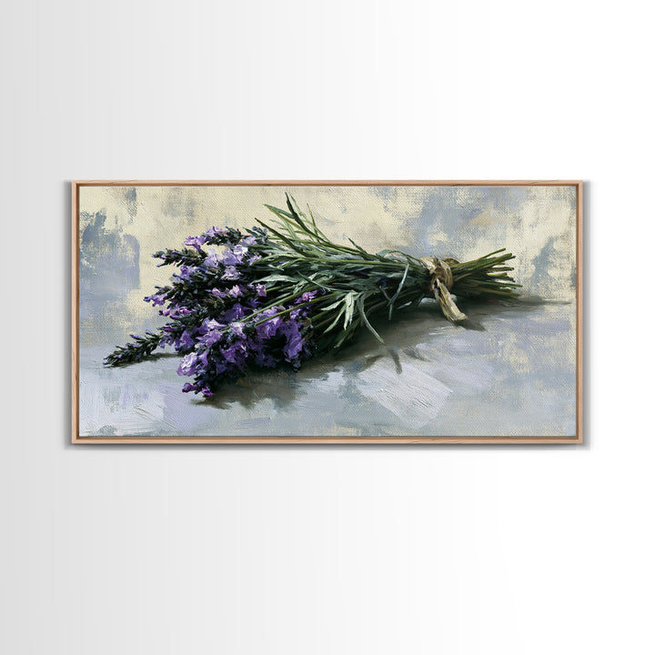Lavender Bundle with Soft Shadow Framed Canvas Print, Spa Art, Animal Art, Spa Decor, Fine Art, Serenity, Gallery Decor, SPA-2x1-99
