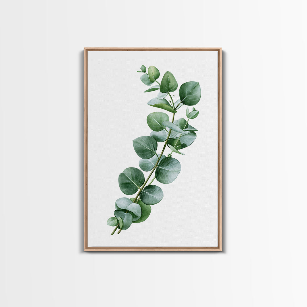 Eucalyptus Branch in Soft Green Watercolor Canvas Print, Spa Art, Textured Painting, Spa Decor, Serenity, Travel Poster, SPA-2x3-11