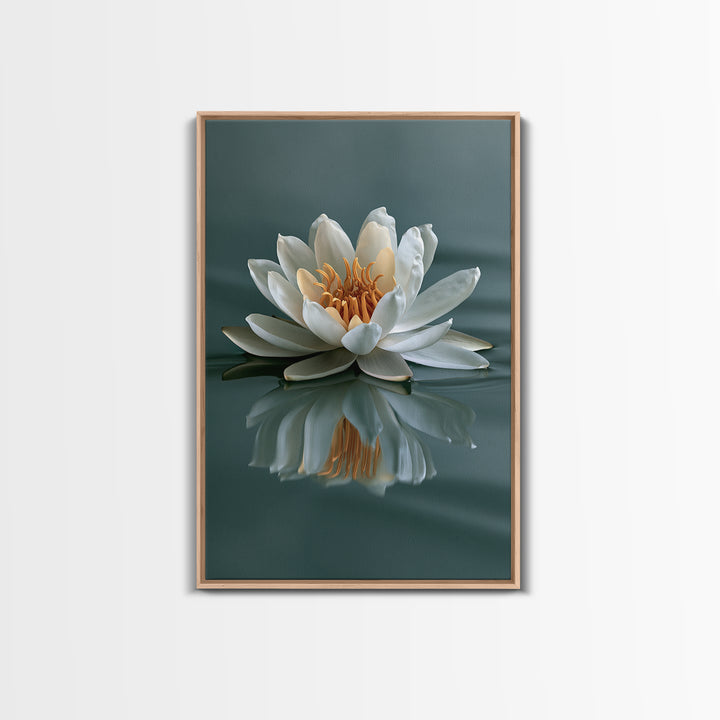 Lotus Flower Floating on Still Pond Framed Canvas Print, Spa Art, Black Woman Art, Spa Decor, Serenity, Modern Home Decor, SPA-2x3-12