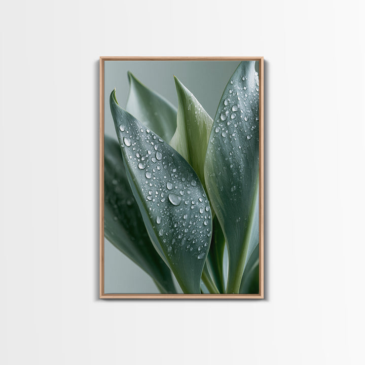 Rain on Leaves Framed Canvas Print, Spa Art, Modern Decor, Spa Decor, Fine Art, Serenity, Wall Decor, Printable Wall Art, SPA-2x3-24