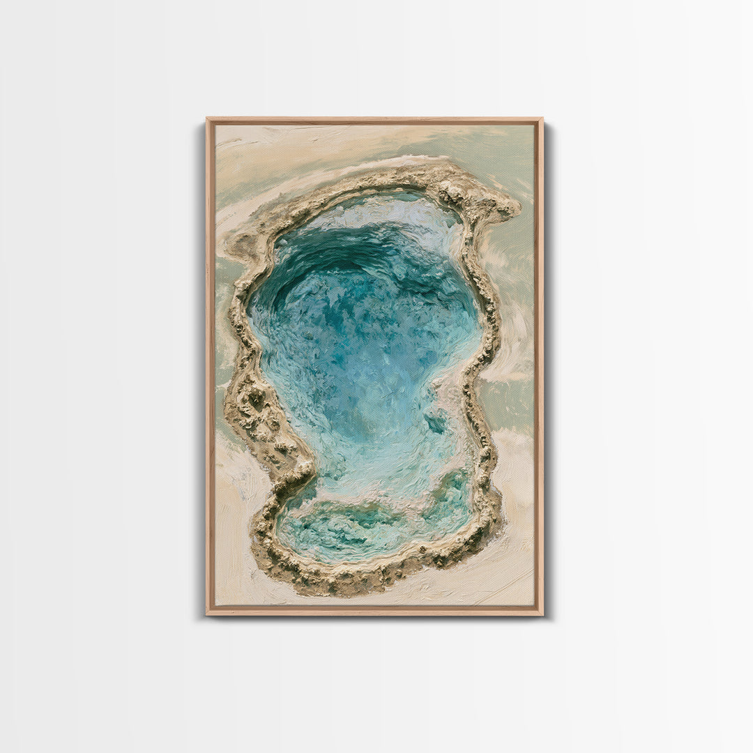 Blue Lagoon Water Seen from Above Framed Canvas Print, Spa Art, Salon Decor, Spa Decor, Fine Art, Serenity, Statement Artwork, SPA-2x3-28