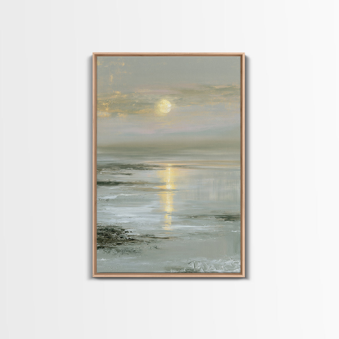 Moonlit Lake Reflection Canvas Print, Spa Art, Art, Spa Decor, Serenity, Abstract Print, Minimalist Art, Feminine Wall Art, SPA-2x3-31