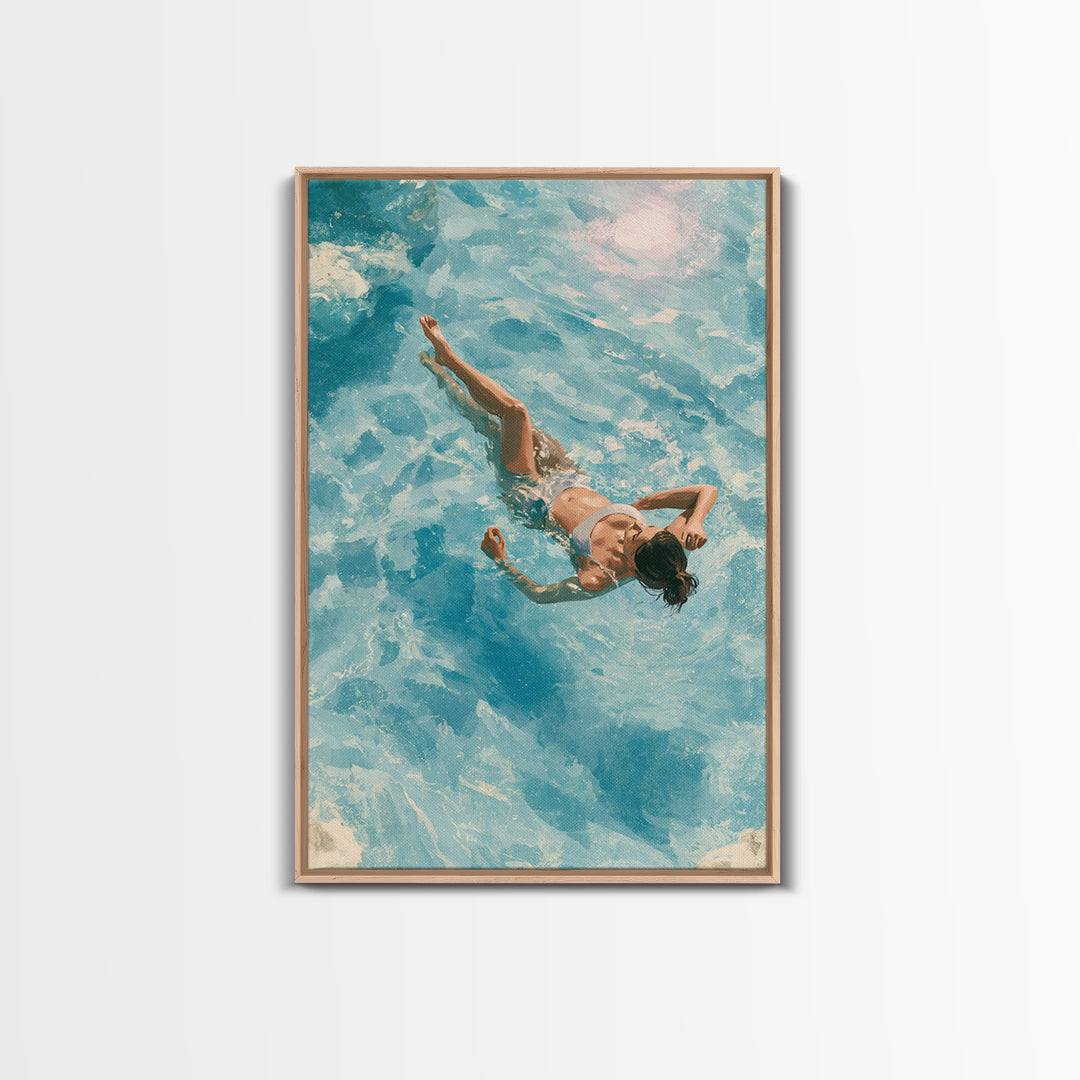 Blue Lagoon Water Seen from Above Framed Canvas Print, Spa Art, Minimalist Decor, Spa Decor, Fine Art, Serenity, SPA-2x3-4