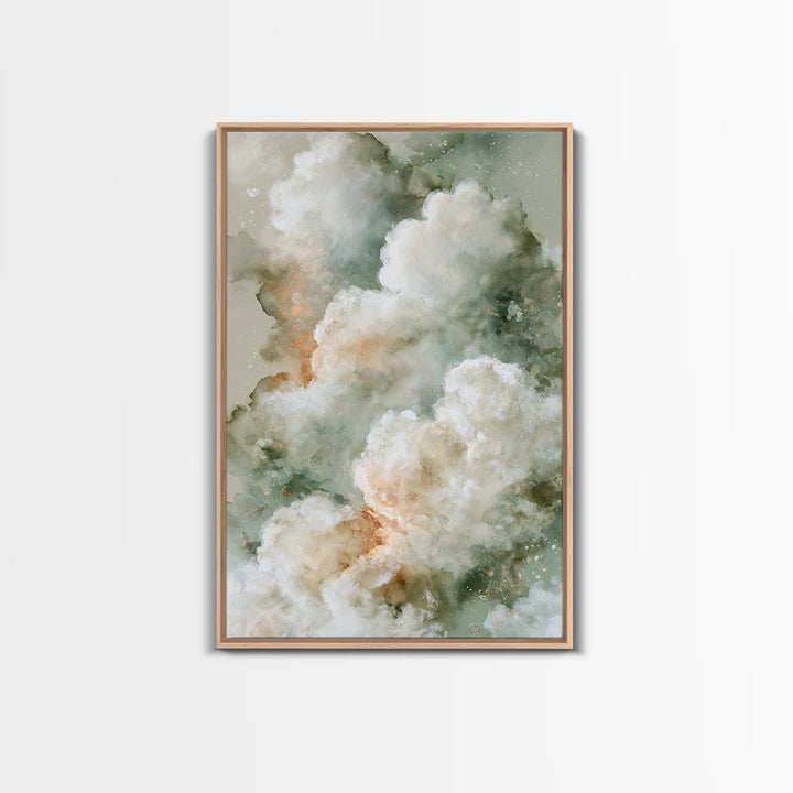 Soft Cloudscape in Cream and Sage Canvas Print, Spa Art, Spa, Spa Decor, Fine Art, Serenity, Teen Girl Room Decor, Dog Canvas, SPA-2x3-45