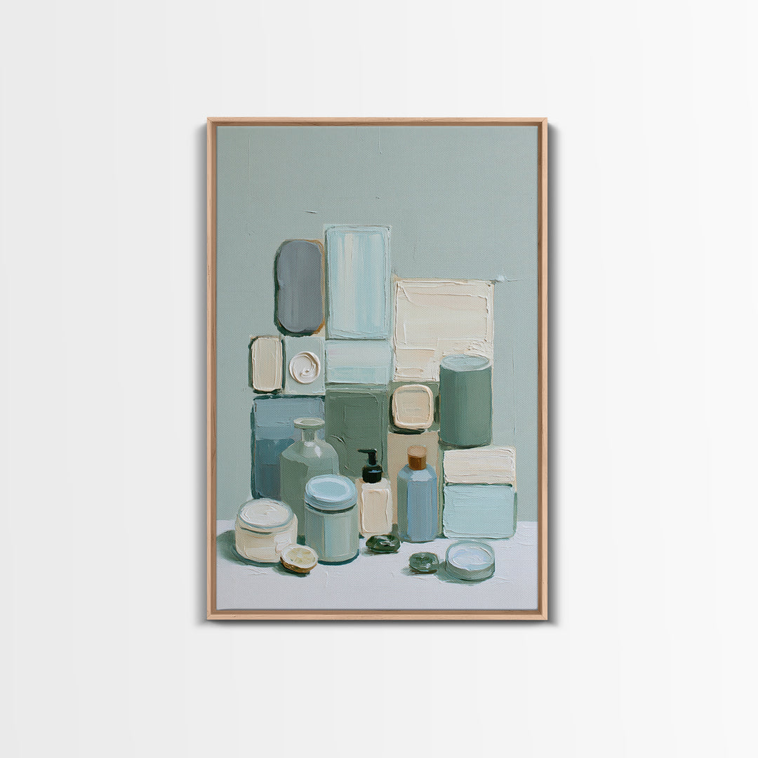 Sage and Ivory Geometric Calm Composition Canvas Print, Spa Art, Nature Prints, Spa Decor, Abstract Art, Serenity, SPA-2x3-5
